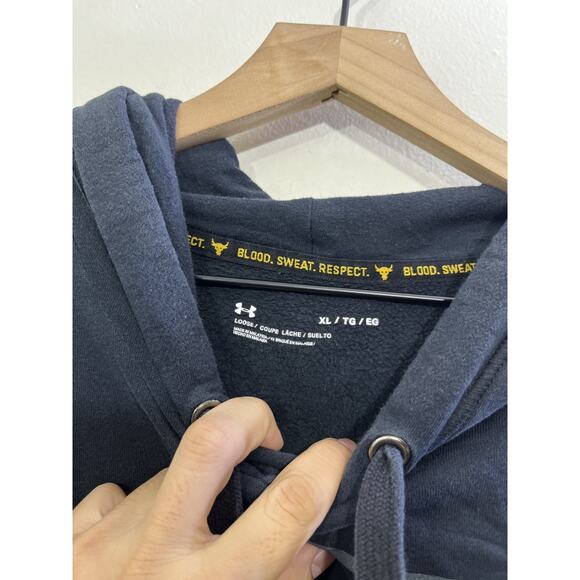 Under Armour Project Rock Hoodie XL Fleece Bull Streetwear Normcore Y2K Skater - Picture 10 of 16